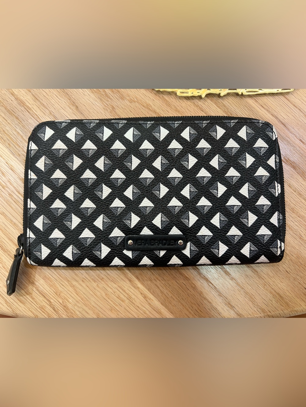 Vera Bradley Black & White Faux Leather Wallet Geometric Pattern